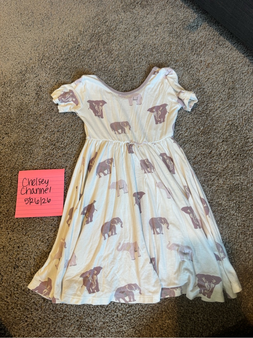 Kyte Baby Girls' Dress with Pink Elephant Print
